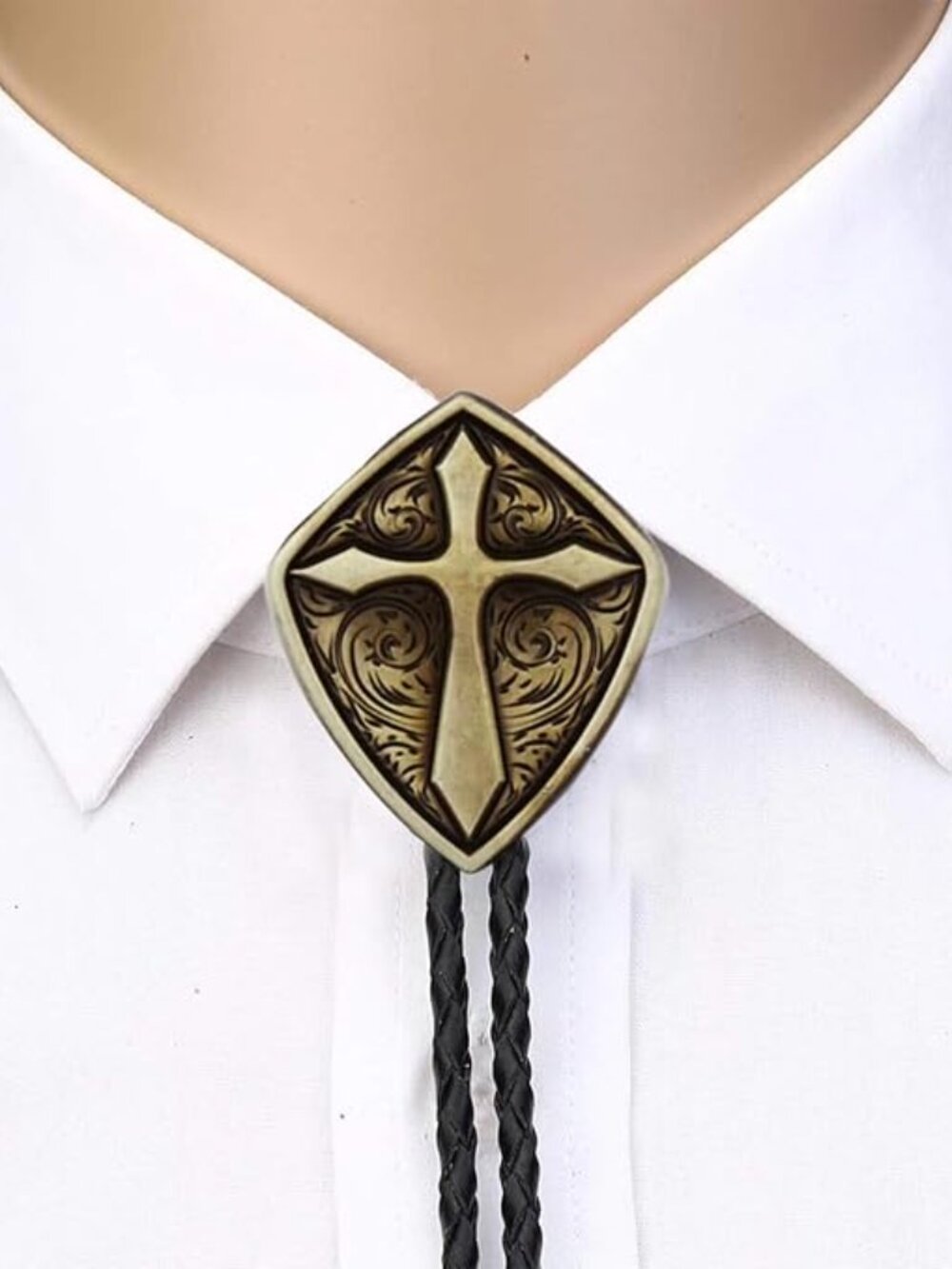 Bronze Cross Bolo Tie